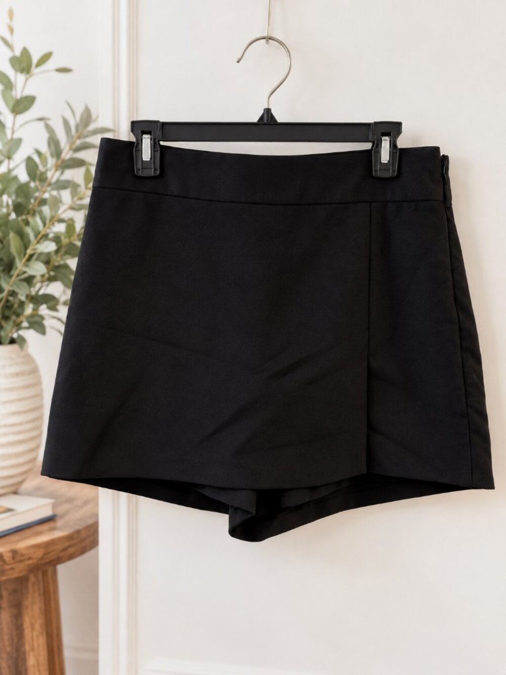 Zara Black Wrap Skort High Waist Tailored Shorts Skirt XL NWT